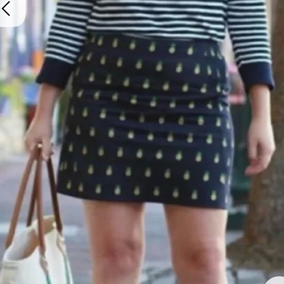 J. Crew Dark Blue Skirt with Pineapple Embroidery - Picture 7 of 7